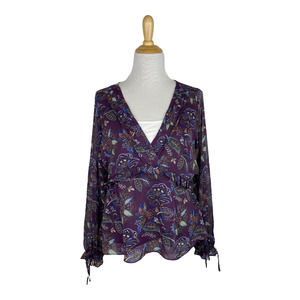 NEW Q+A Floral Long Sleeve Blouse Size Large